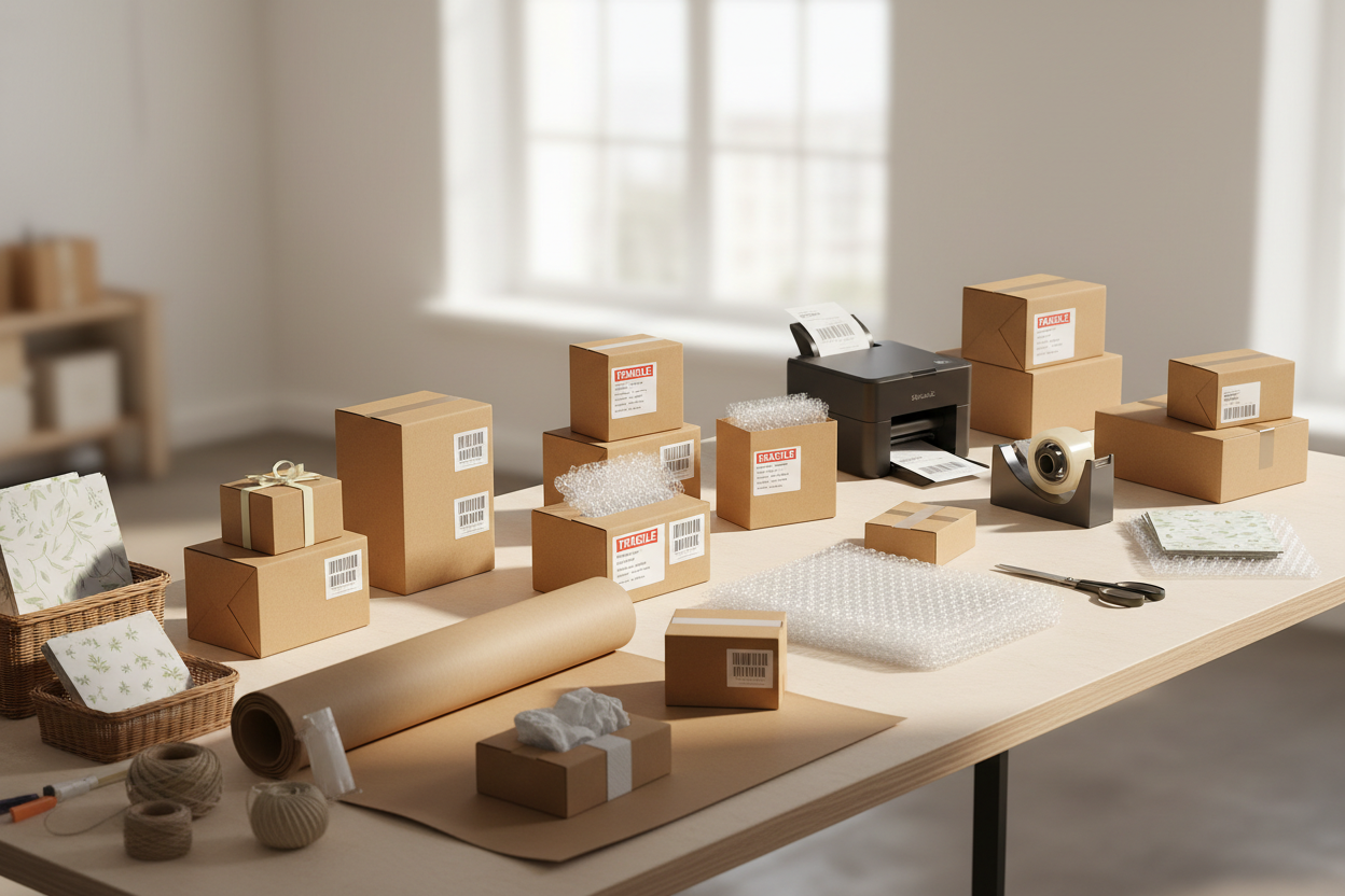 préparation de petits colis prêt à être expedie